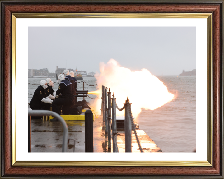 Sailors Performing a 21 Gun salute Photo Print - Royal Navy Hampshire Prints 10 x 8 Classic Frame Yes