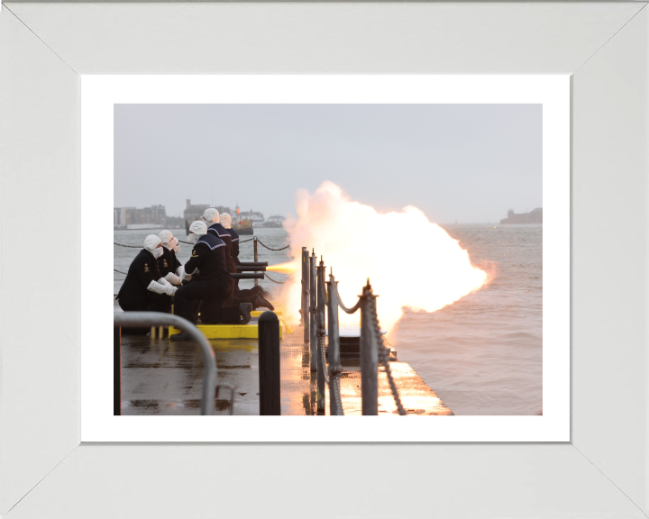 Sailors Performing a 21 Gun salute Photo Print - Royal Navy Hampshire Prints 10 x 8 White Frame Yes