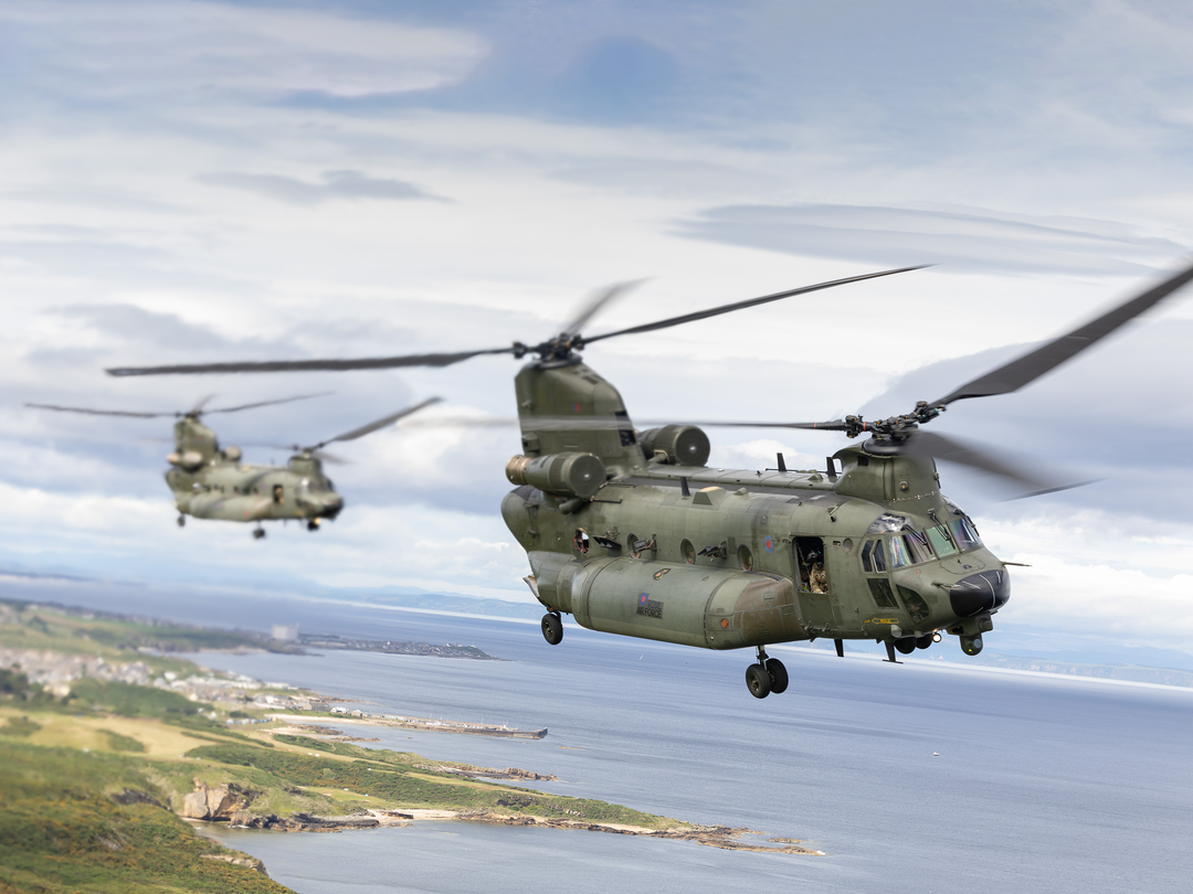 Two RAF Chinook Helicopters in Flight Photo Print - Royal Air Force Aircraft Hampshire Prints 6 x 4 No Frame No