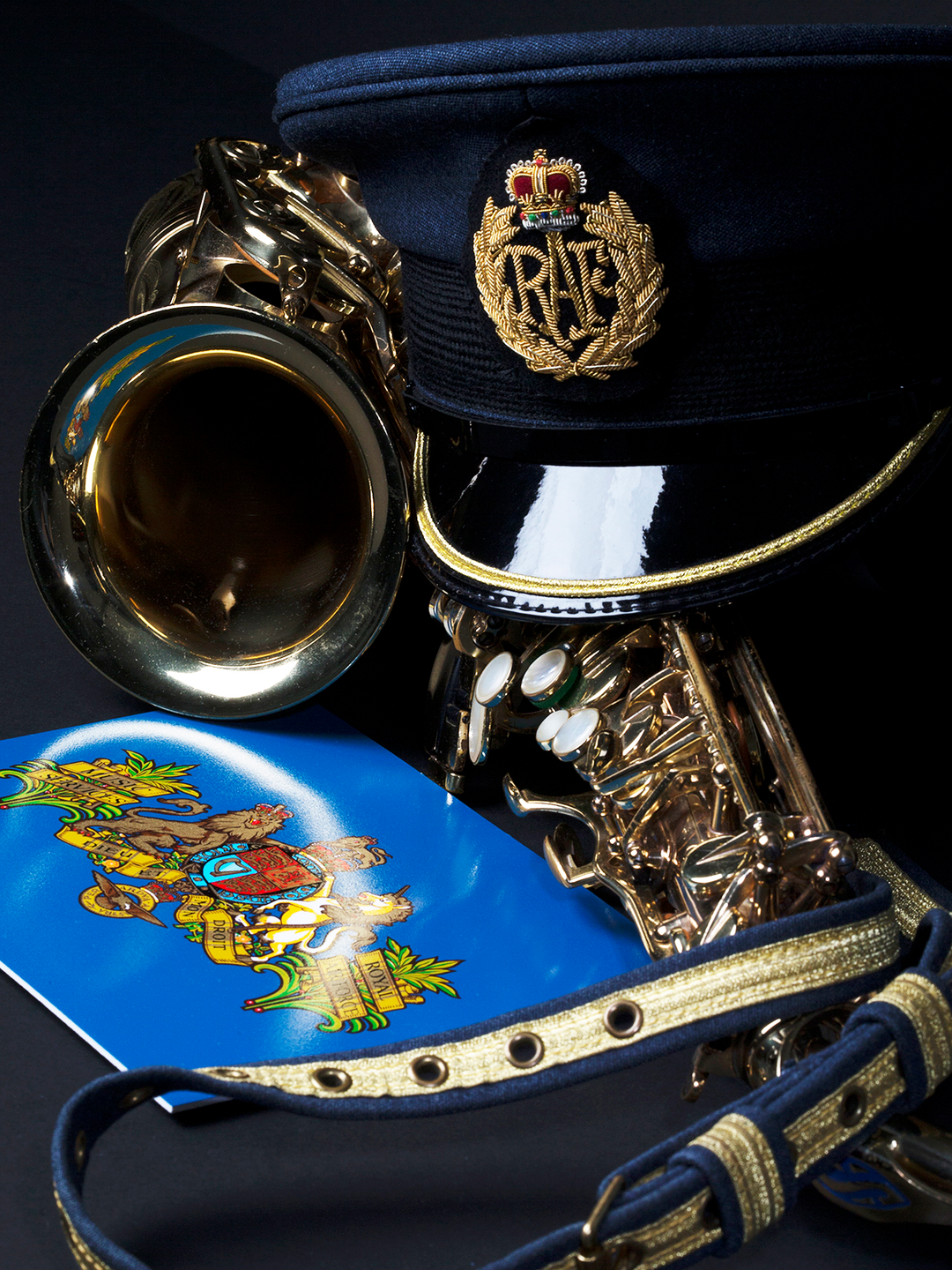 RAF Central Band Cap Belt and Saxophone Detail 2015