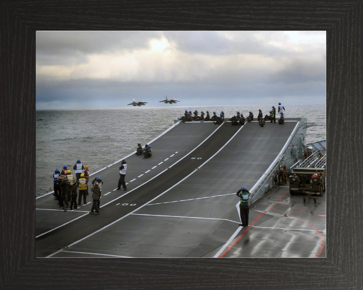 Harrier Jet flypast over HMS Ark Royal Photo Print - Royal Navy Aircraft Hampshire Prints 10 x 8 Black Frame No