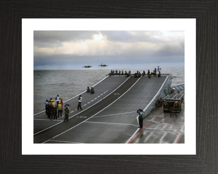 Harrier Jet flypast over HMS Ark Royal Photo Print - Royal Navy Aircraft Hampshire Prints 10 x 8 Black Frame Yes