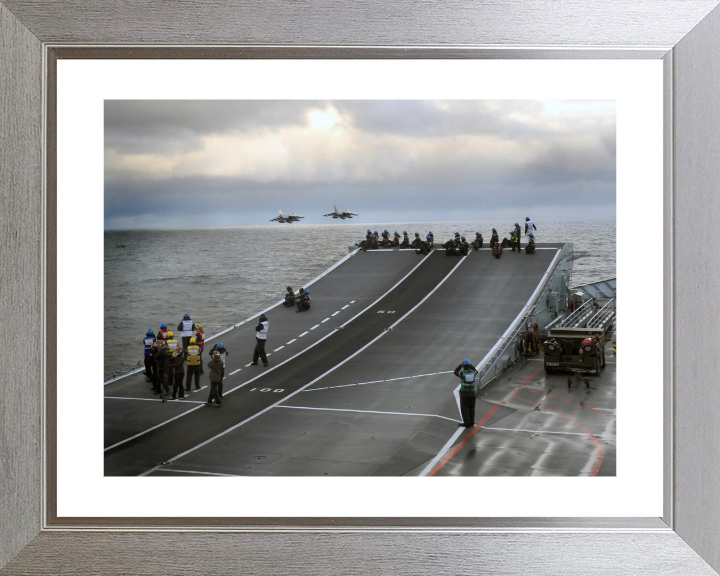 Harrier Jet flypast over HMS Ark Royal Photo Print - Royal Navy Aircraft Hampshire Prints 10 x 8 Silver Frame Yes