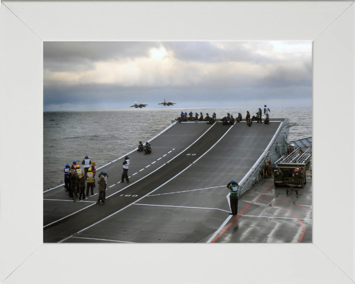 Harrier Jet flypast over HMS Ark Royal Photo Print - Royal Navy Aircraft Hampshire Prints 10 x 8 White Frame No