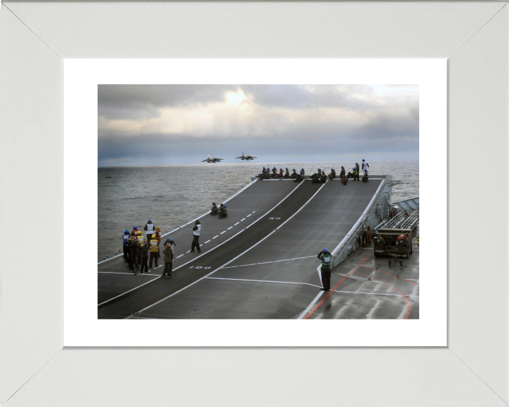 Harrier Jet flypast over HMS Ark Royal Photo Print - Royal Navy Aircraft Hampshire Prints 10 x 8 White Frame Yes