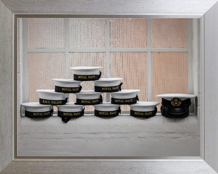 Sailors Caps on display Photo Print - Royal Navy Hampshire Prints 10 x 8 Silver Frame No