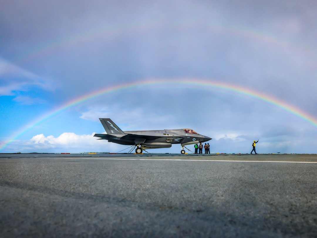 RAF F-35B Lightning with rainbow Photo Print - Royal Air Force Aircraft Hampshire Prints 6 x 4 No Frame No