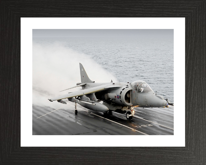 Harrier GR9 launches from HMS Ark Royal Photo Print - Royal Navy Aircraft Hampshire Prints 10 x 8 Black Frame Yes