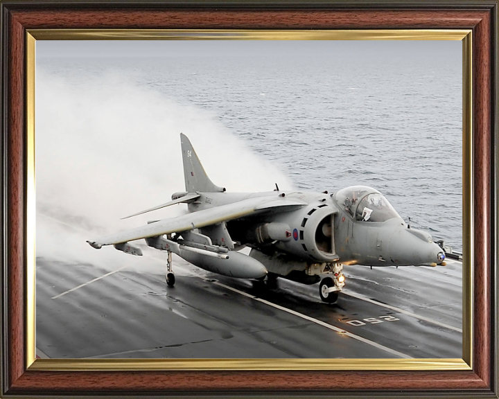 Harrier GR9 launches from HMS Ark Royal Photo Print - Royal Navy Aircraft Hampshire Prints 10 x 8 Classic Frame No