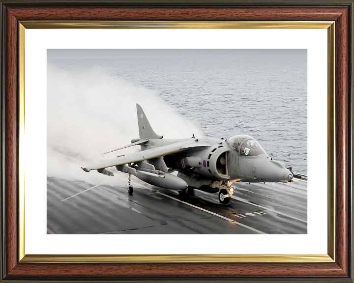 Harrier GR9 launches from HMS Ark Royal Photo Print - Royal Navy Aircraft Hampshire Prints 10 x 8 Classic Frame Yes