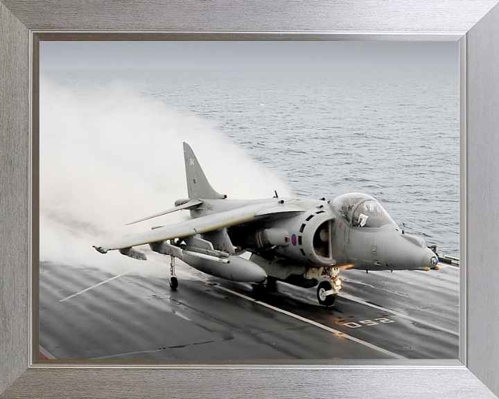 Harrier GR9 launches from HMS Ark Royal Photo Print - Royal Navy Aircraft Hampshire Prints 10 x 8 Silver Frame No