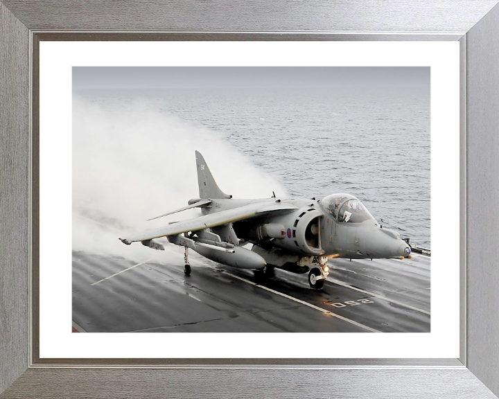 Harrier GR9 launches from HMS Ark Royal Photo Print - Royal Navy Aircraft Hampshire Prints 10 x 8 Silver Frame Yes