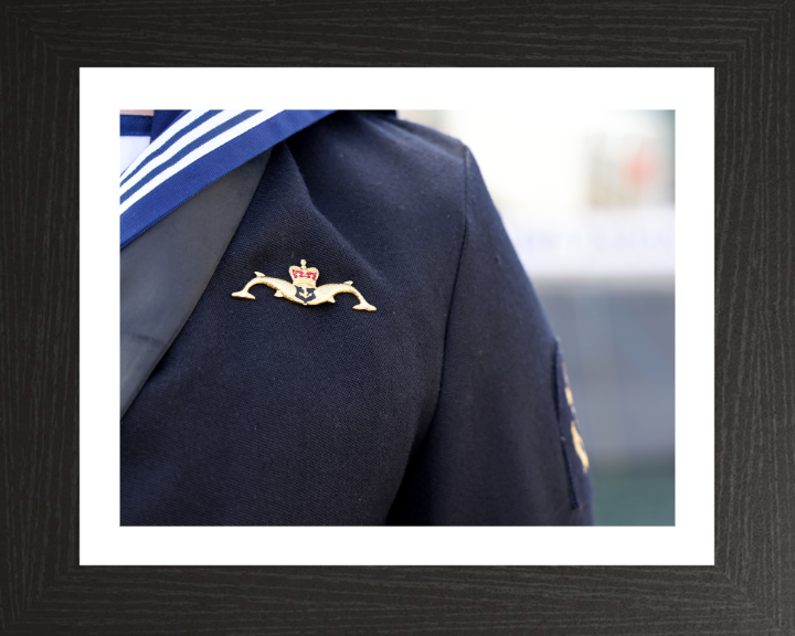 Submariner wearing Dolphins on parade Photo Print - Royal Navy Hampshire Prints 10 x 8 Black Frame Yes