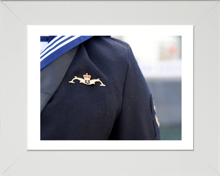 Submariner wearing Dolphins on parade Photo Print - Royal Navy Hampshire Prints 10 x 8 White Frame Yes
