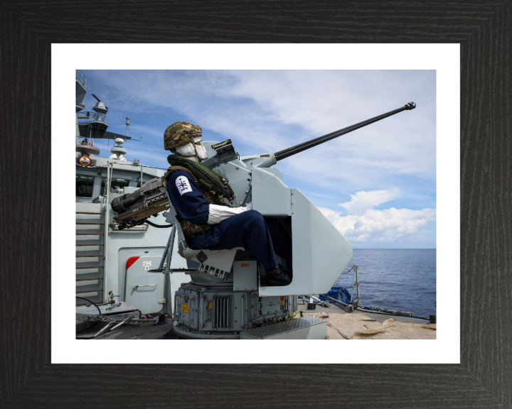 Gunner with a 30mm weapon Photo Print - Royal Navy Hampshire Prints 10 x 8 Black Frame Yes