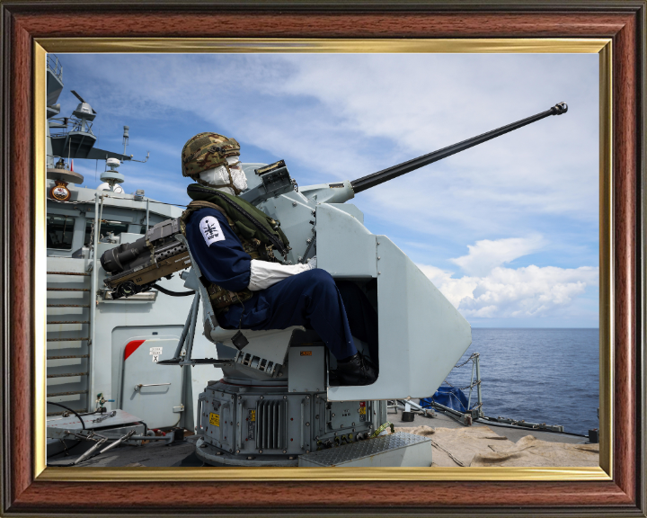 Gunner with a 30mm weapon Photo Print - Royal Navy Hampshire Prints 10 x 8 Classic Frame No
