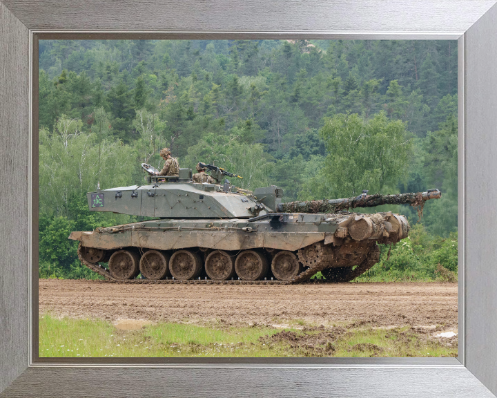 Challenger 2 Main Battle Tank Photo Print - British Army Vehicle Hampshire Prints 10 x 8 Silver Frame No