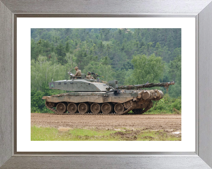 Challenger 2 Main Battle Tank Photo Print - British Army Vehicle Hampshire Prints 10 x 8 Silver Frame Yes
