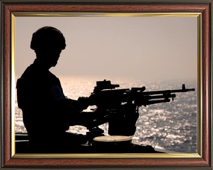 Gunner with GPMG Silhouette Photo Print - Royal Navy Hampshire Prints 10 x 8 Classic Frame No