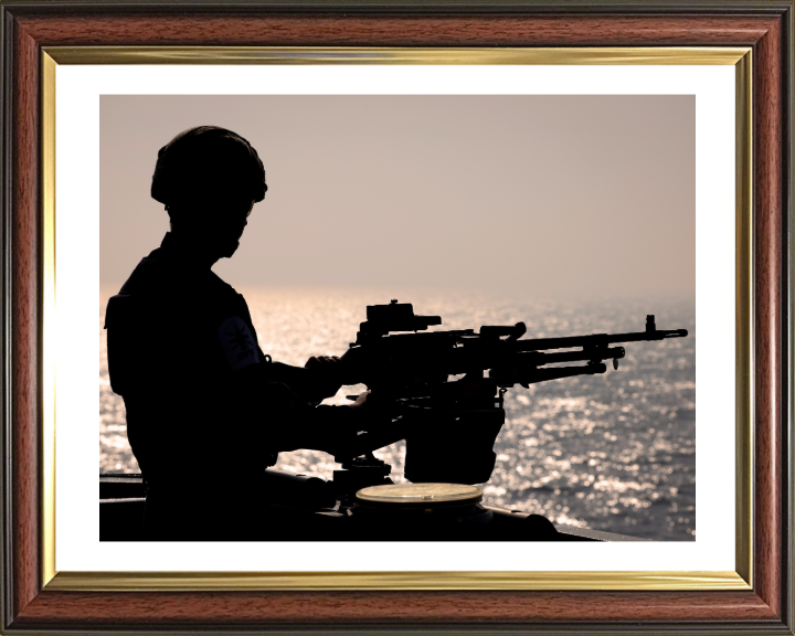 Gunner with GPMG Silhouette Photo Print - Royal Navy Hampshire Prints 10 x 8 Classic Frame Yes