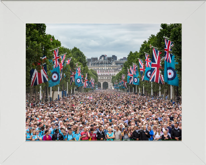 Crowds gather on the Mall London for RAF 100 Celebrations Photo Print - Royal Air Force Hampshire Prints 10 x 8 White Frame No