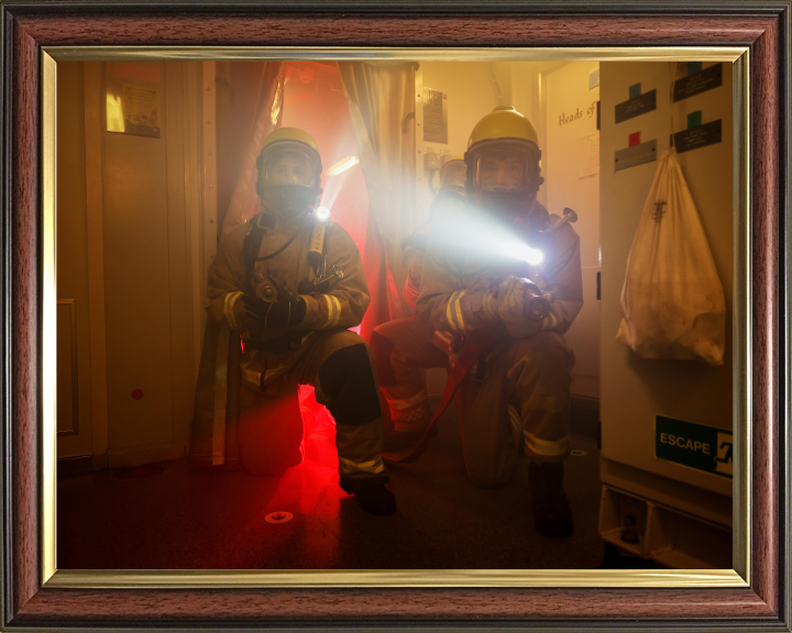 Sailors Firefighting Photo Print - Royal Navy Hampshire Prints 10 x 8 Classic Frame No