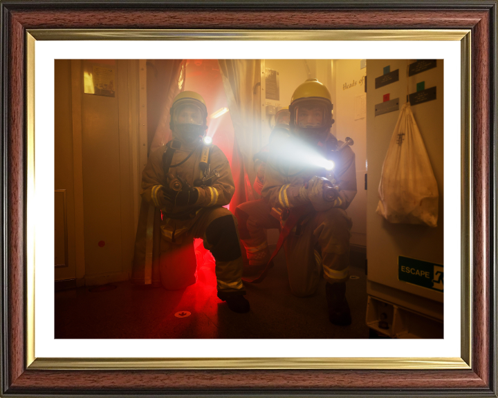 Sailors Firefighting Photo Print - Royal Navy Hampshire Prints 10 x 8 Classic Frame Yes