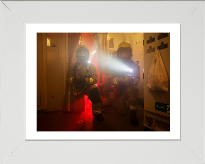 Sailors Firefighting Photo Print - Royal Navy Hampshire Prints 10 x 8 White Frame Yes
