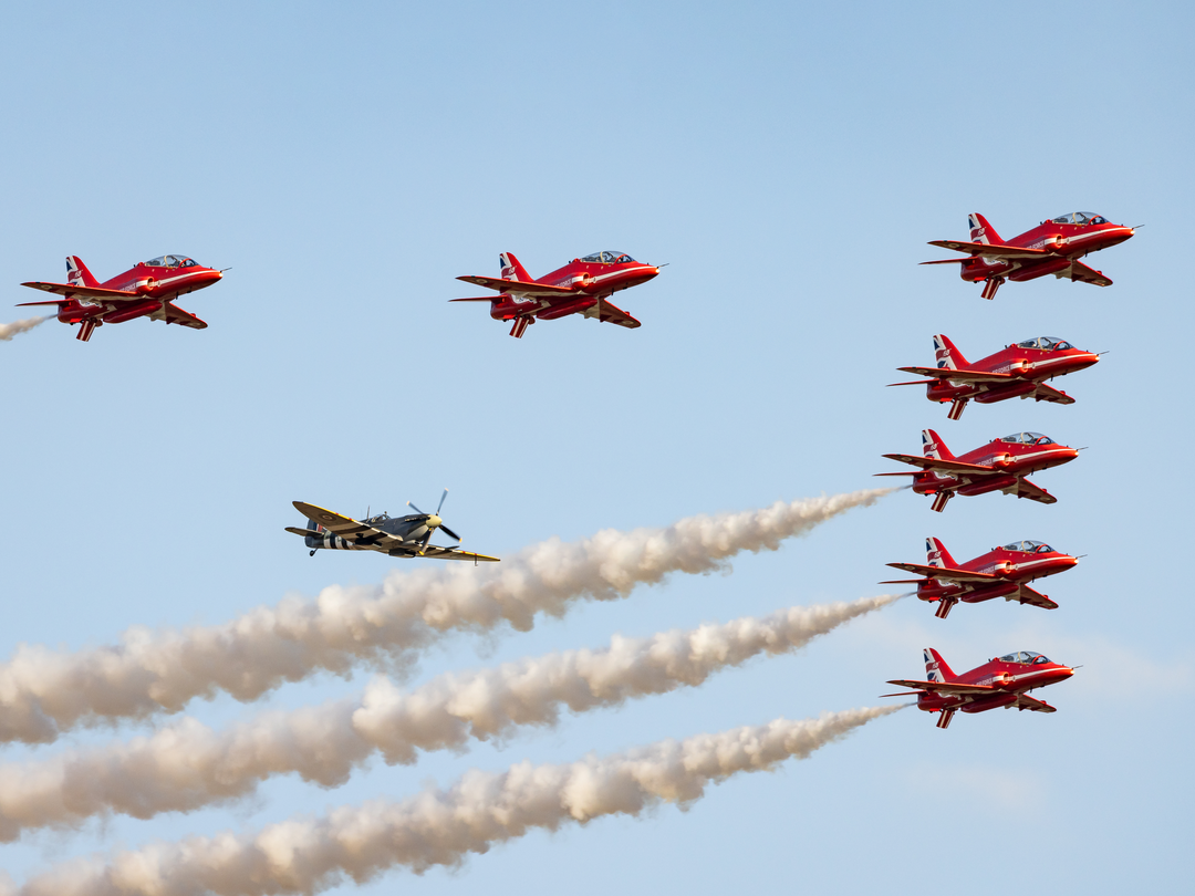 Spitfire and RAF Red Arrows Photo Print - Royal Air Force Aircraft Hampshire Prints 6 x 4 No Frame No