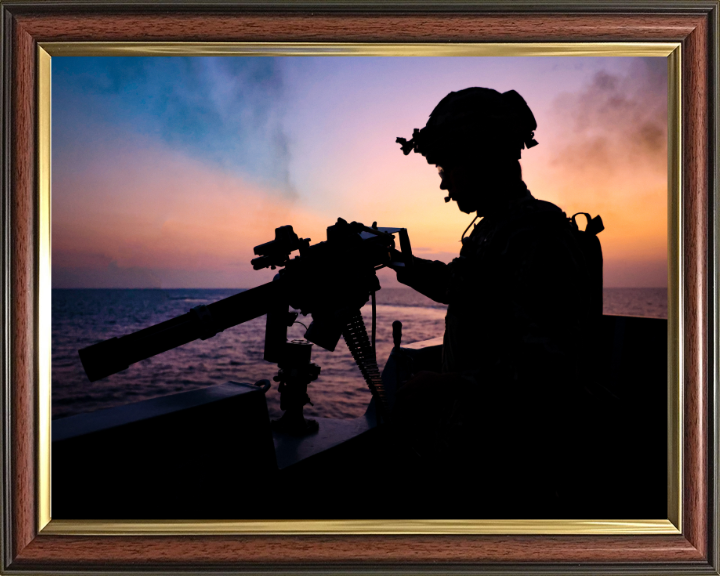 Gunner Silhouette at sunset Photo Print - Royal Navy Hampshire Prints 10 x 8 Classic Frame No
