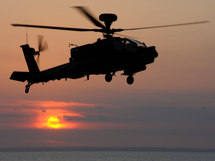 Army Apache Helicopter Silhouette at sunset Photo Print - British Army Hampshire Prints 6 x 4 No Frame No