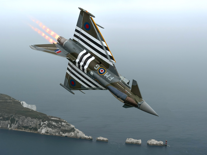 RAF Typhoon Jet in flight over the Needles Photo Print Royal Air Force Aircraft Wall Art Aviation Decor Posters, Prints, & Visual Artwork Hampshire Prints 6 x 4 No Frame No