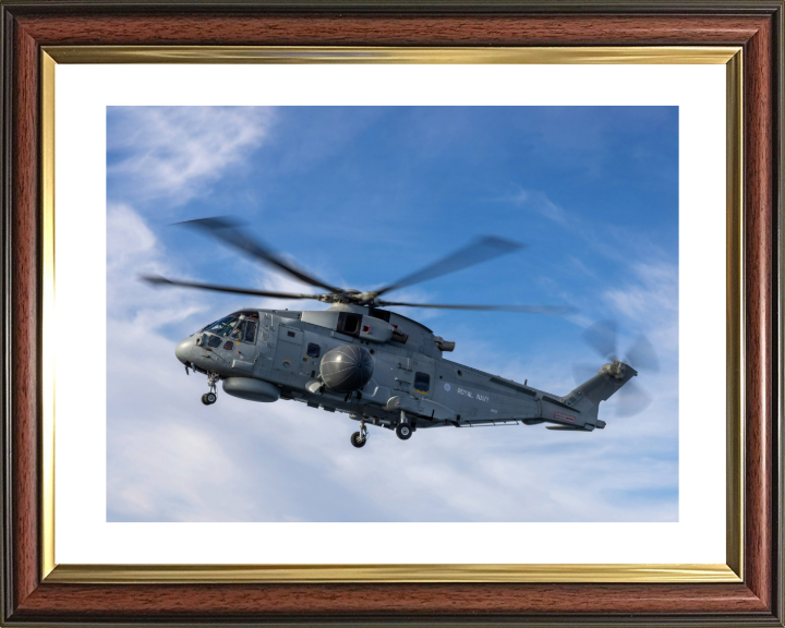 Merlin Crowsnest Helicopter in flight Photo Print - Royal Navy Aircraft Hampshire Prints 10 x 8 Classic Frame Yes