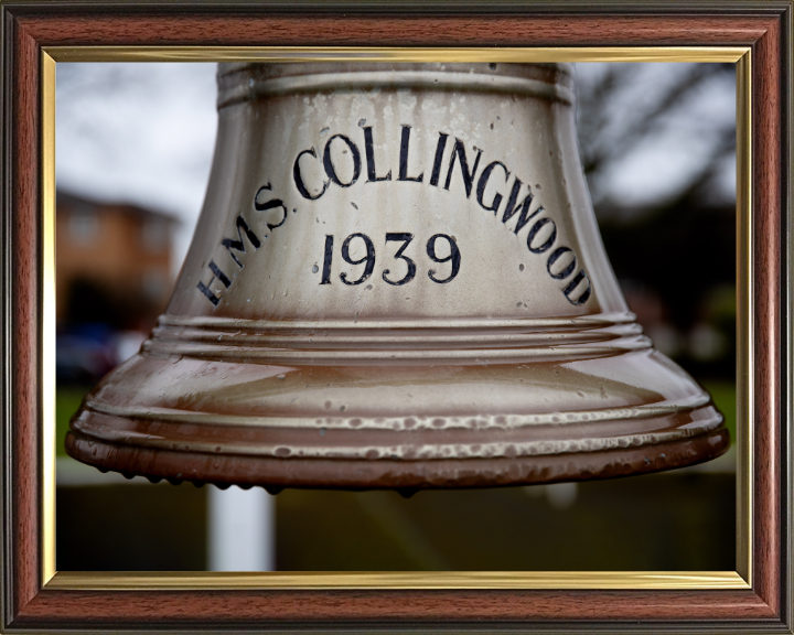 HMS Collingwood Ships Bell Photo Print - Royal Navy Hampshire Prints 10 x 8 Classic Frame No