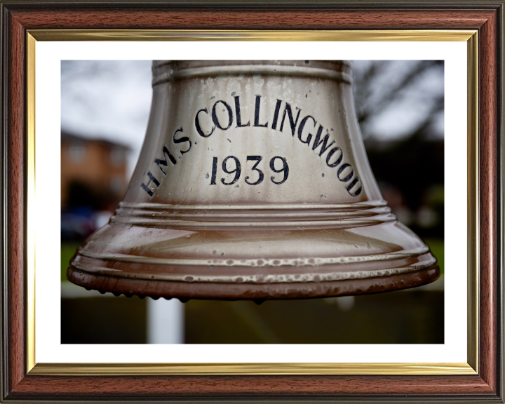 HMS Collingwood Ships Bell Photo Print - Royal Navy Hampshire Prints 10 x 8 Classic Frame Yes