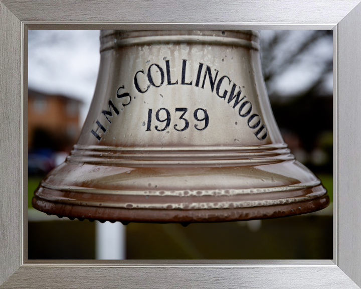 HMS Collingwood Ships Bell Photo Print - Royal Navy Hampshire Prints 10 x 8 Silver Frame No