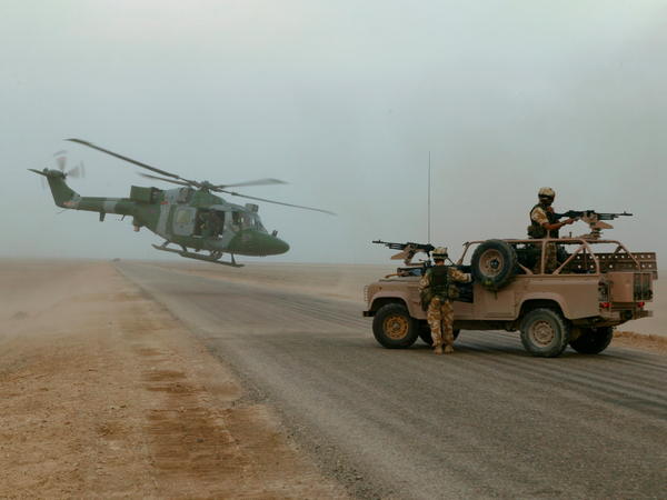 British Army Lynx Helicopter South of Basra Airport November 2003