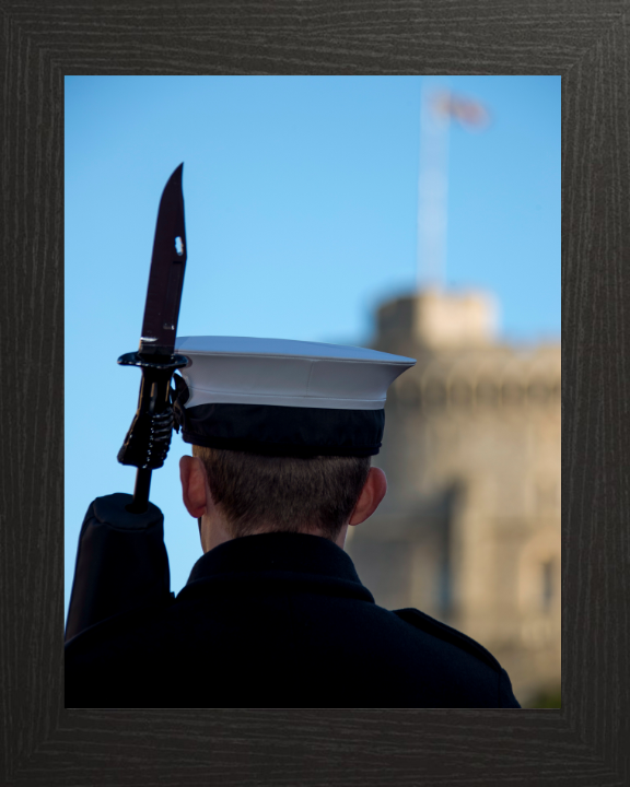 Sailors Guarding Windsor Castle Photo Print - Royal Navy Hampshire Prints 10 x 8 Black Frame No