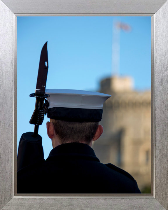 Sailors Guarding Windsor Castle Photo Print - Royal Navy Hampshire Prints 10 x 8 Silver Frame No