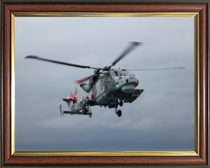 Wildcat helicopter from 815 NAS in Flight Photo Print - Royal Navy Aircraft Hampshire Prints 10 x 8 Classic Frame No