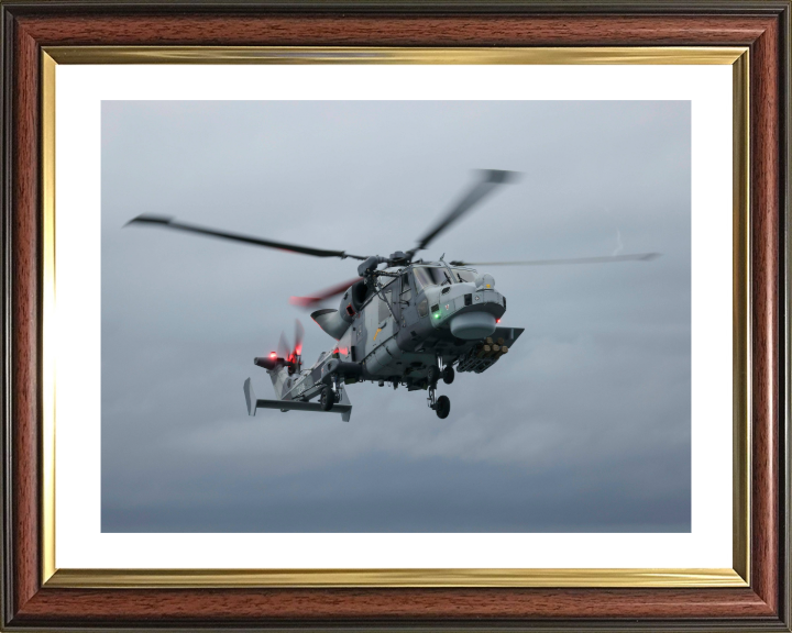 Wildcat helicopter from 815 NAS in Flight Photo Print - Royal Navy Aircraft Hampshire Prints 10 x 8 Classic Frame Yes