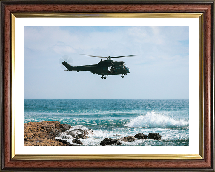 RAF Puma Helicopter in flight Photo Print Royal Air Force Aircraft Wall Art Aviation Decor Poster Posters, Prints, & Visual Artwork Hampshire Prints 10 x 8 Classic Frame Yes