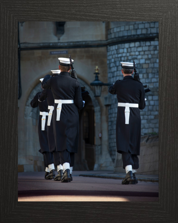 Sailor Guard Marching at Windsor Castle Photo Print - Royal Navy Hampshire Prints 10 x 8 Black Frame No