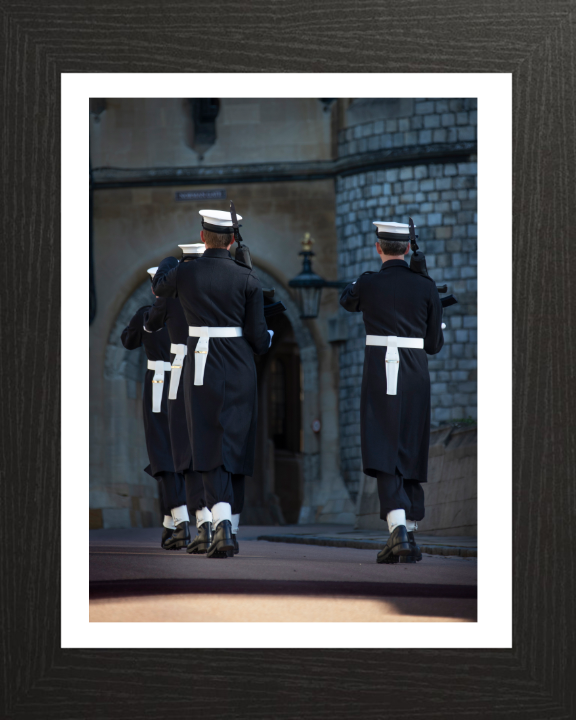 Sailor Guard Marching at Windsor Castle Photo Print - Royal Navy Hampshire Prints 10 x 8 Black Frame Yes