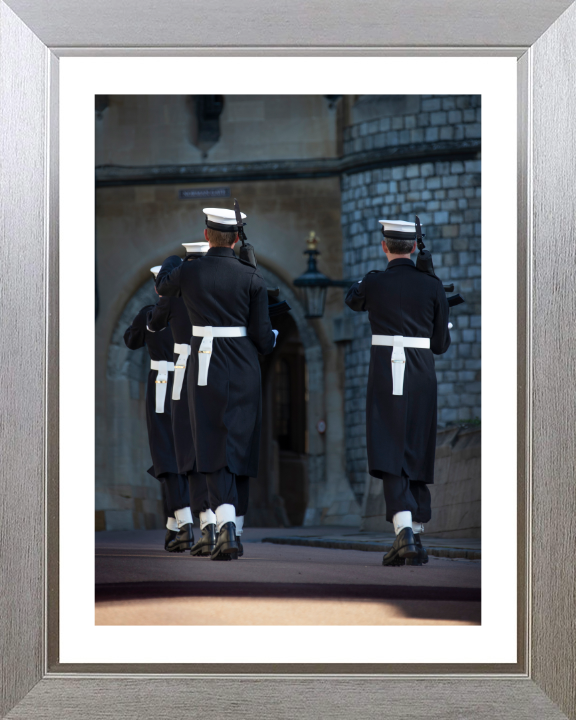Sailor Guard Marching at Windsor Castle Photo Print - Royal Navy Hampshire Prints 10 x 8 Silver Frame Yes
