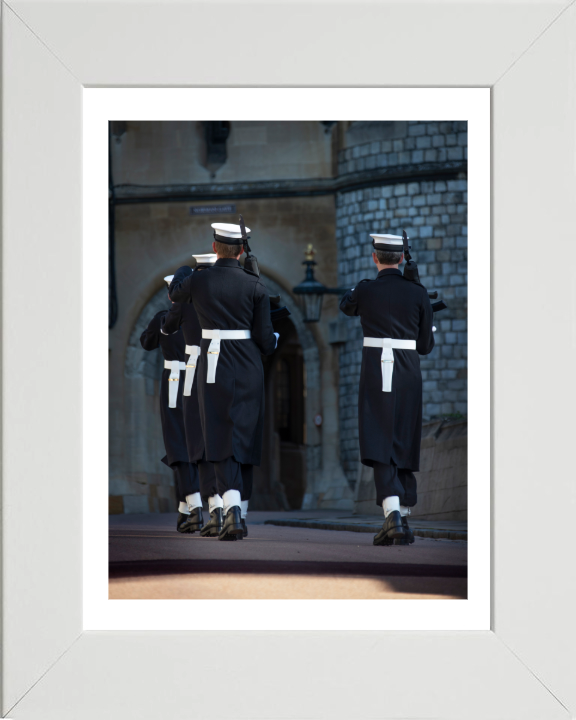 Sailor Guard Marching at Windsor Castle Photo Print - Royal Navy Hampshire Prints 10 x 8 White Frame Yes