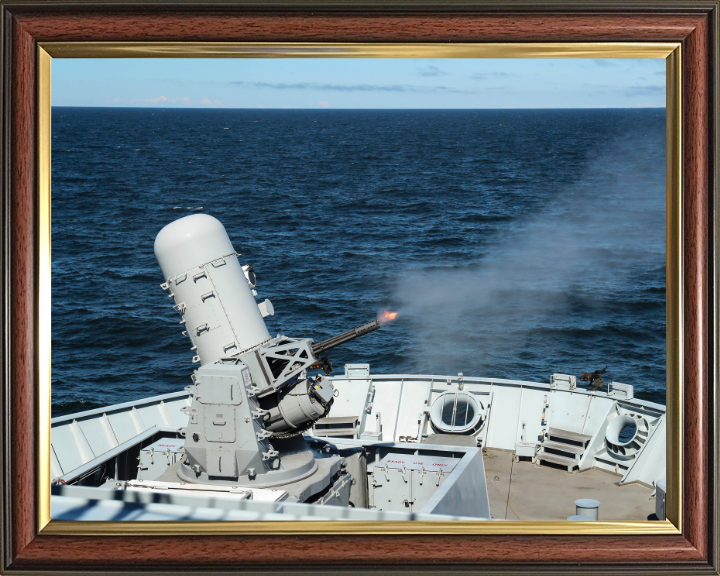 Phalanx Deck Gun Firing Photo Print - Royal Navy Hampshire Prints 10 x 8 Classic Frame No