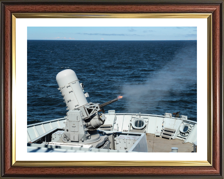 Phalanx Deck Gun Firing Photo Print - Royal Navy Hampshire Prints 10 x 8 Classic Frame Yes