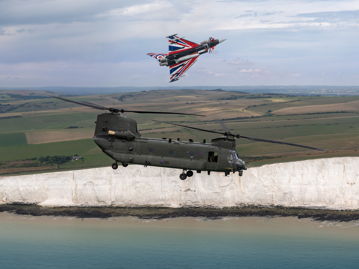 RAF Chinook Helicopter and Typhoon Jet Photo Print - Royal Air Force Aircraft Hampshire Prints 6 x 4 No Frame No