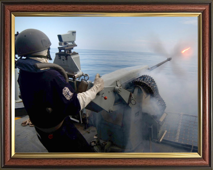 Gunner Firing a 20mm weapon Photo Print - Royal Navy Hampshire Prints 10 x 8 Classic Frame No